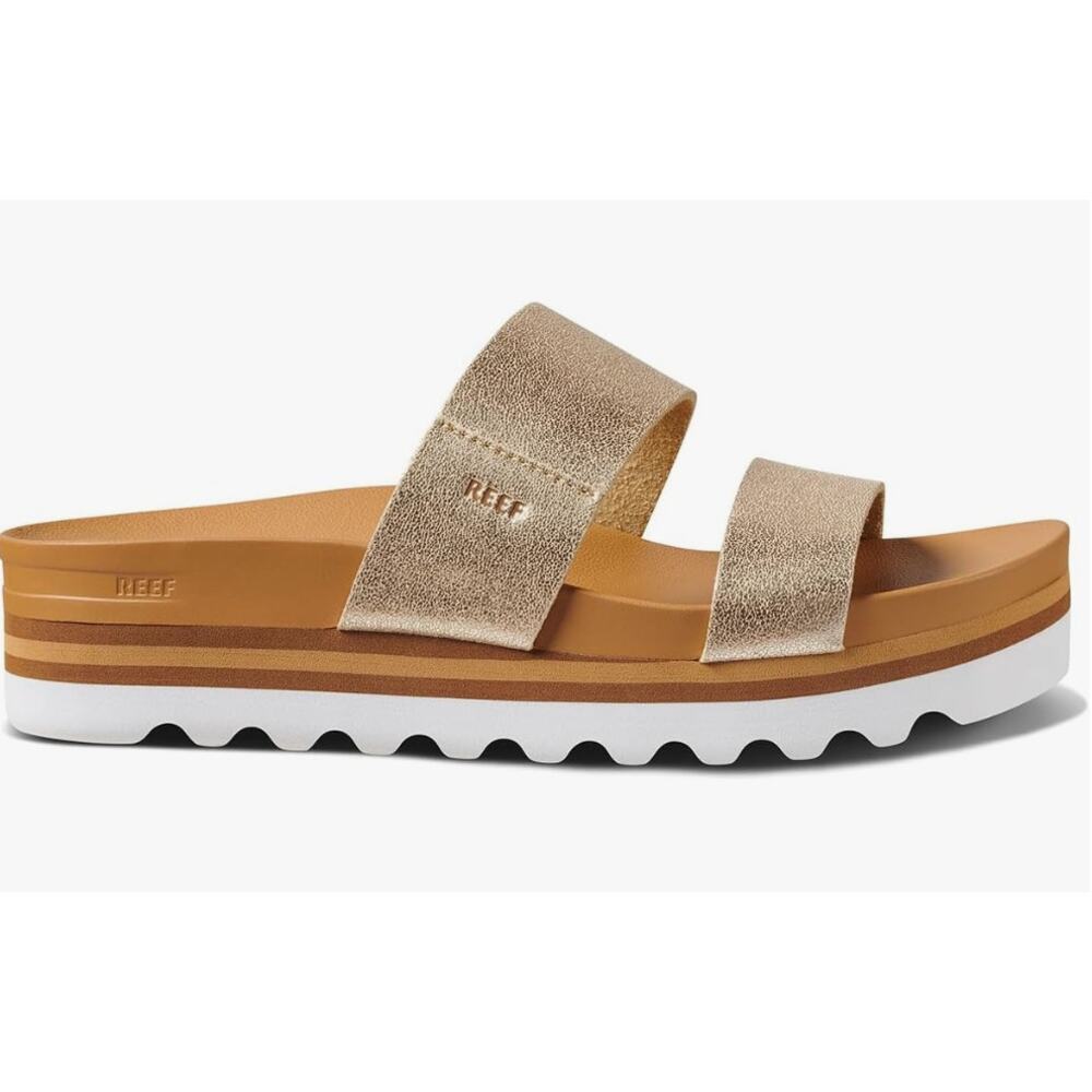Reef Gold Metallic Double Strap Platform Slide